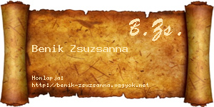 Benik Zsuzsanna névjegykártya